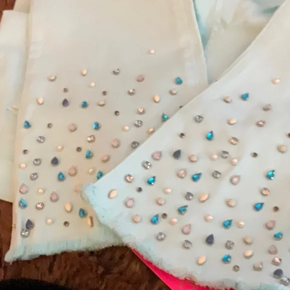 NWT LILLY PULITZER SOUTH OCEAN CROP JEANS FLARE JEWELED WHISPER BLUE 10 NEW